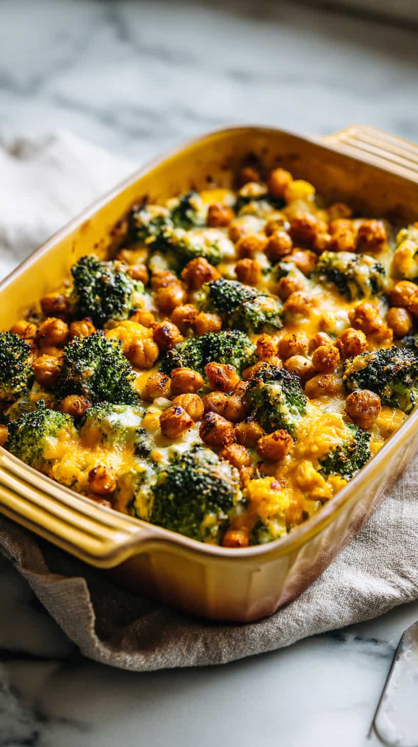 25 Dump-and-Bake Casserole Recipes for Busy Moms 72 Cheesy Broccoli Cheddar Chickpea