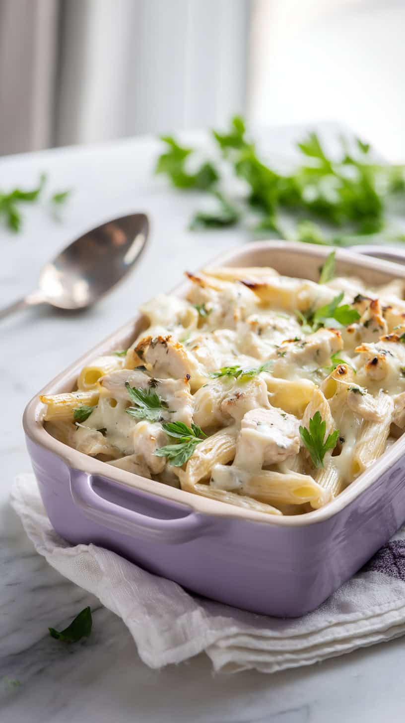 25 Dump-and-Bake Casserole Recipes for Busy Moms 76 Chicken Alfredo Casserole