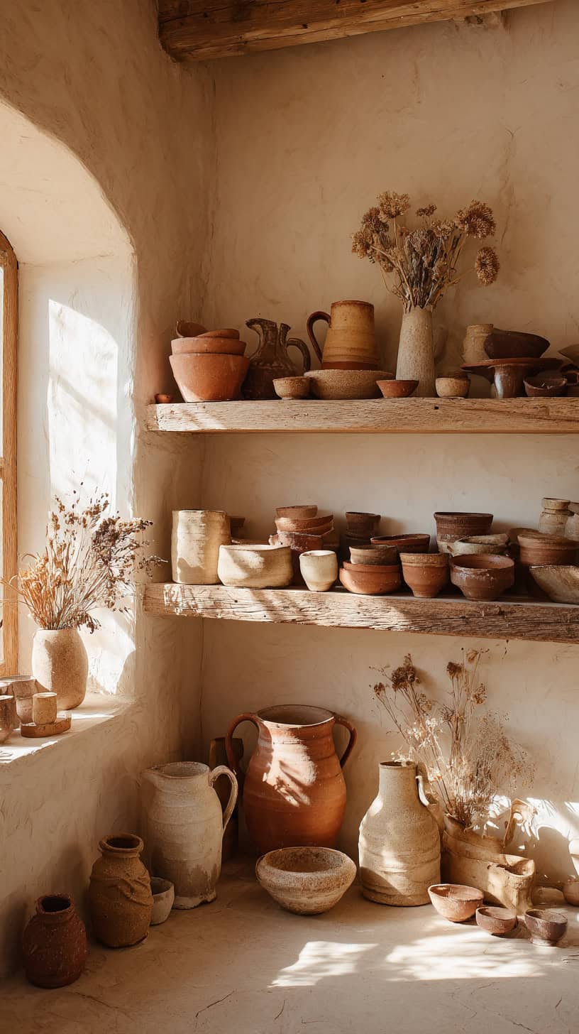 15 Cottagecore Decor Ideas to Make Your Home Feel Cozy 81 Clay Pottery Collection