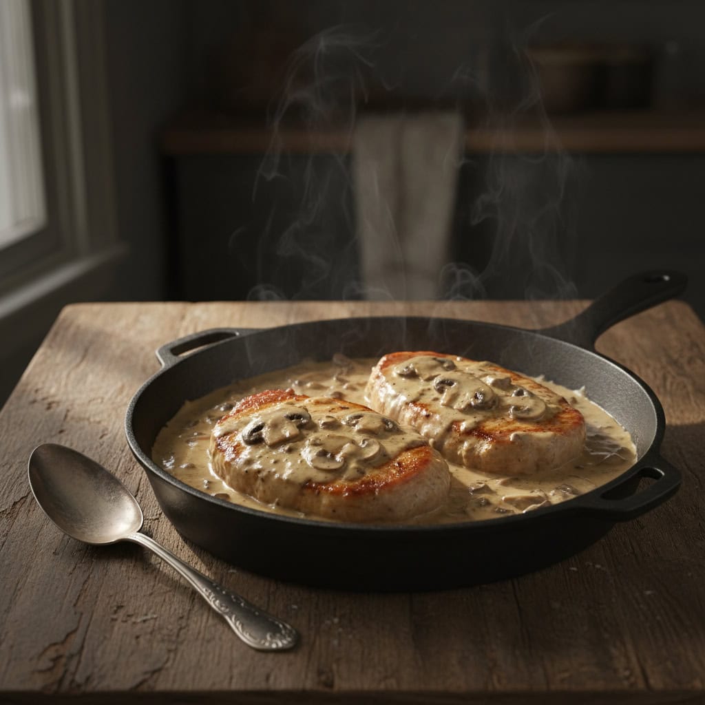 30 Pantry Meals You Can Make When You're Snowed In for Days 140 Cream of Mushroom Pork Chops