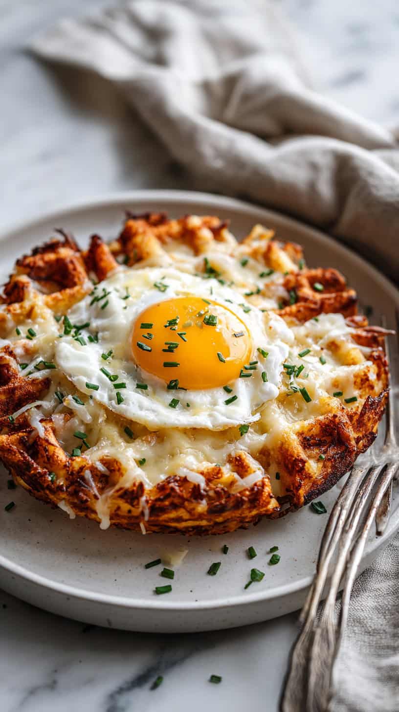 Egg and Cheese Hash Brown Waffles
