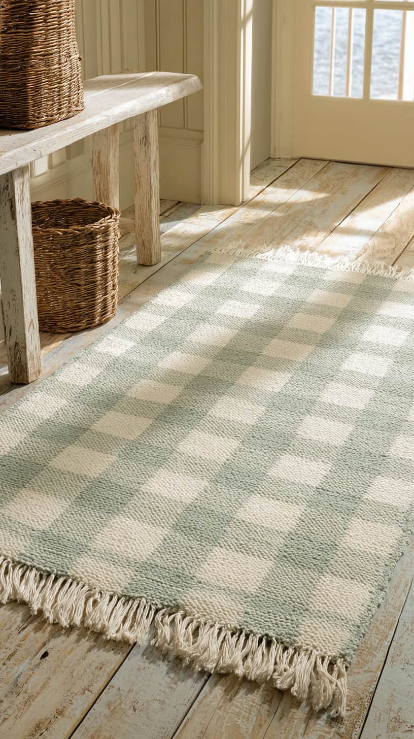 15 Cottagecore Decor Ideas to Make Your Home Feel Cozy 85 Gingham Patterned Rug