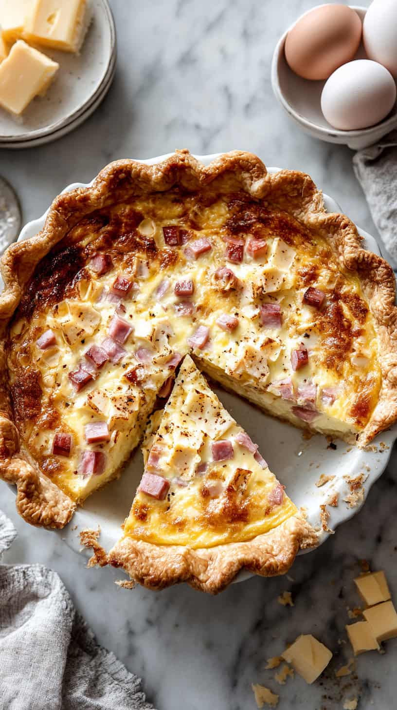 Ham and Cheddar Quiche
