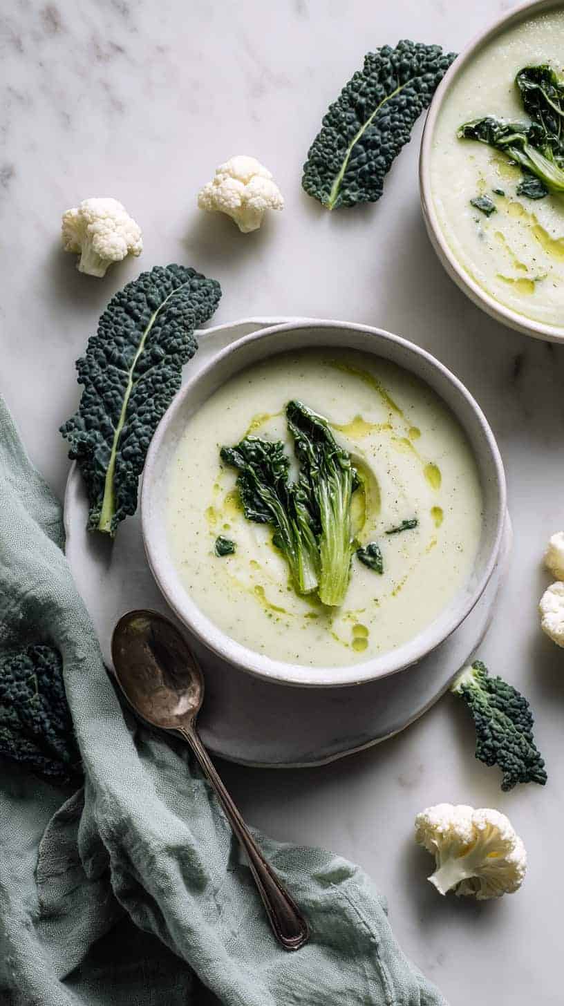 25 Healthy Soup Recipes Under 200 Calories for Busy Moms 9 Kale and Cauliflower Soup