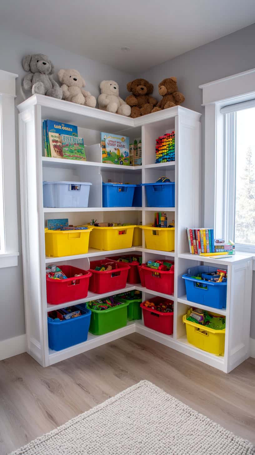 12 Creative Corner Decor Ideas for Awkward Spaces 52 Kids' Playtime Toy Shelf