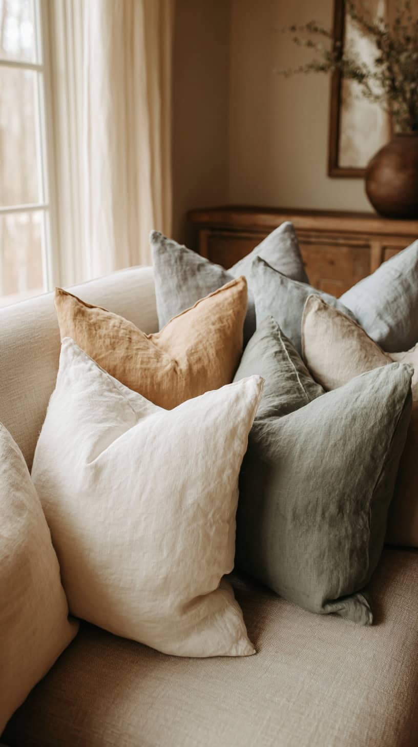 15 Cottagecore Decor Ideas to Make Your Home Feel Cozy 67 Linen Throw Pillows