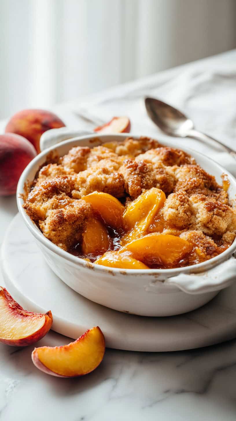 30 Sugar-Free Slow Cooker Desserts for Busy Moms 66 Peach Cobbler Bliss