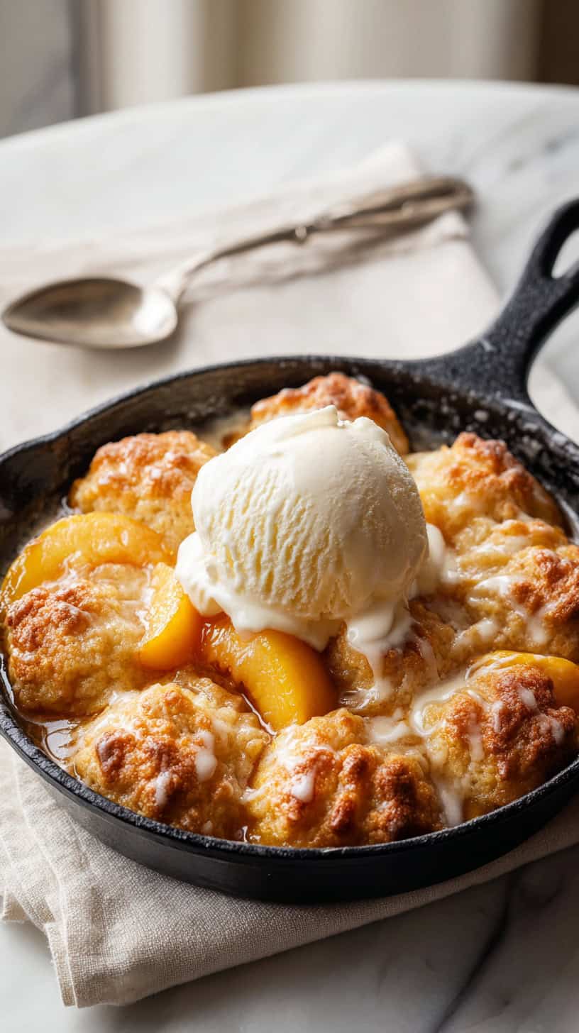 30 Copycat Cracker Barrel Recipes for Busy Moms 84 Peach Cobbler with Vanilla Ice Cream