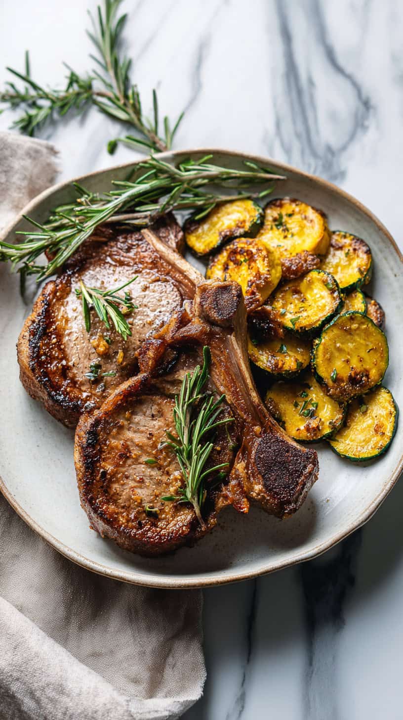 Rosemary Pork Steaks with Courgettes