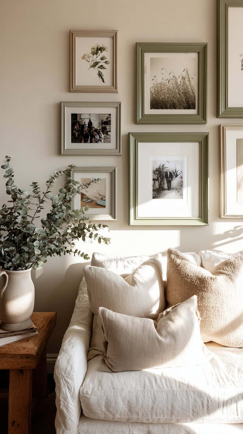 18 Neutral Living Room Decor Ideas That Are Anything But Boring 92 Sage Green Gallery Wall