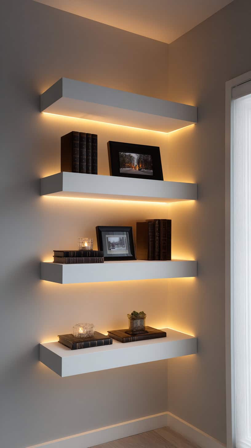 12 Creative Corner Decor Ideas for Awkward Spaces 64 Soft LED Lit Shelves