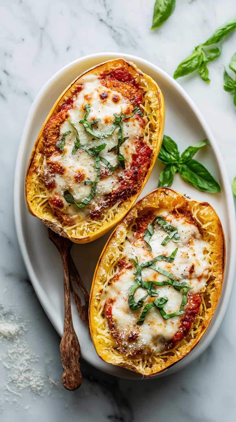 25 Rotisserie Chicken Dinner Ideas for Busy Moms 63 Spaghetti Squash Chicken Parmesan