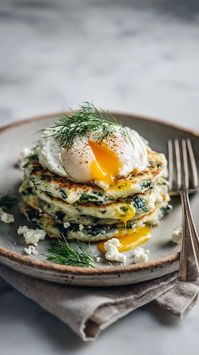 Spinach Pancakes with Poached Eggs