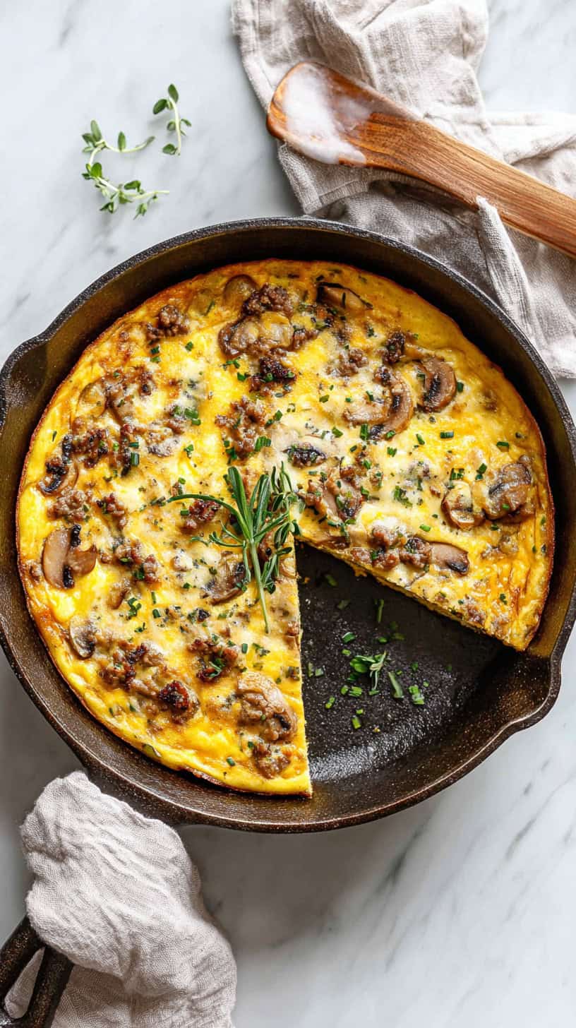 Tarragon Mushroom Sausage Frittata