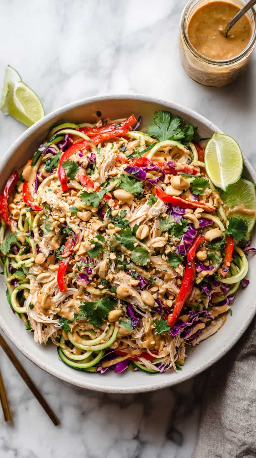 25 Rotisserie Chicken Dinner Ideas for Busy Moms 70 Thai Zoodle Chicken Salad