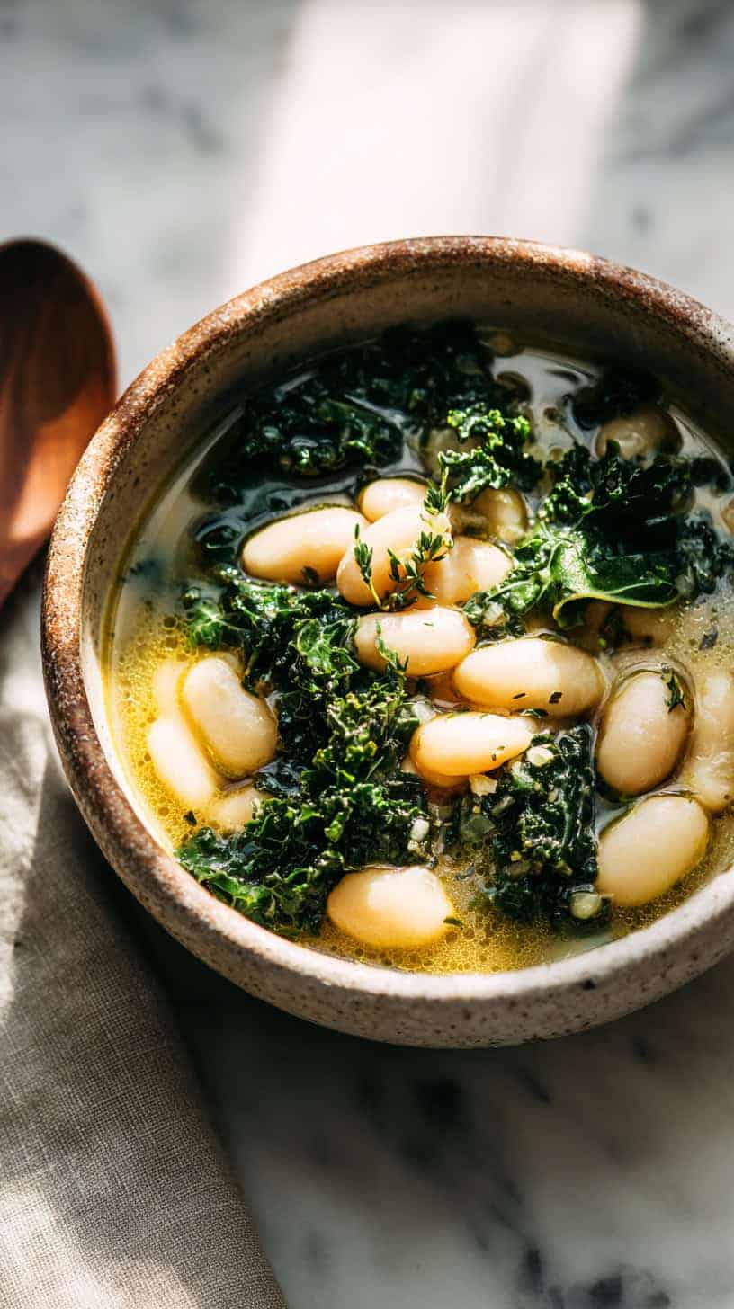 25 Healthy Soup Recipes Under 200 Calories for Busy Moms 4 White Bean and Kale Soup