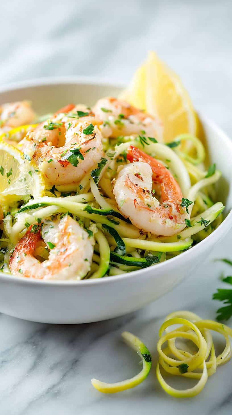 Zucchini Noodles with Lemon Garlic Shrimp
