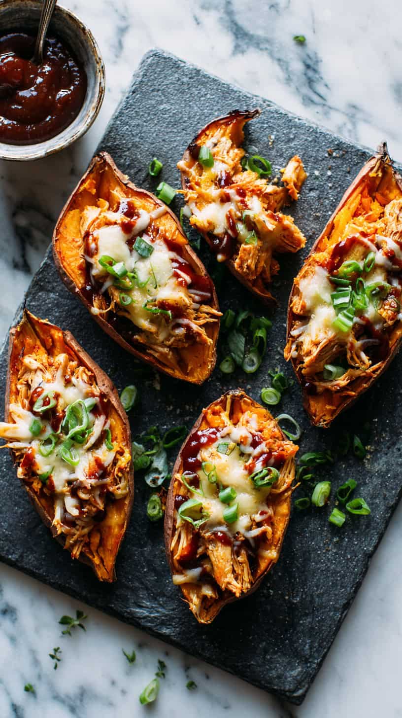 15 Loaded Baked Potato Alternatives for Busy Moms 42 BBQ Chicken Sweet Potato Skins