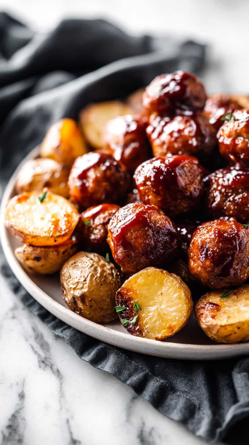 25 Sheet Pan Dinners That Make Cleanup a Breeze 68 BBQ Meatballs Potatoes