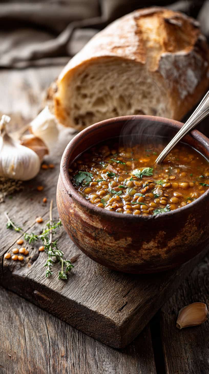 Lentil Soup with Crusty Bread