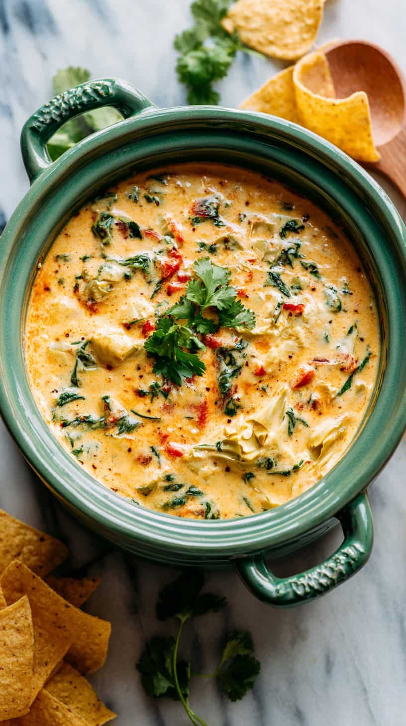 15 Slow Cooker Dips That Will Be the Hit of the Party 37 Queso Spinach Dip