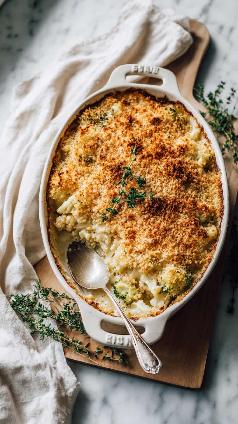 Vegan Cauliflower Broccoli Casserole