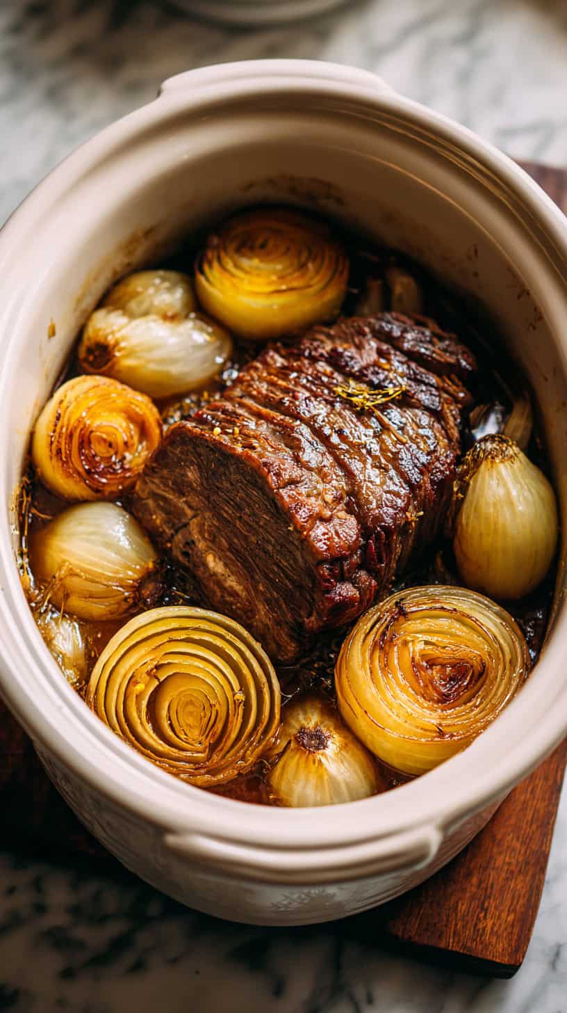 20 Easy Slow Cooker Pot Roast Recipes for Busy Moms 53 Yellow Onion Roast