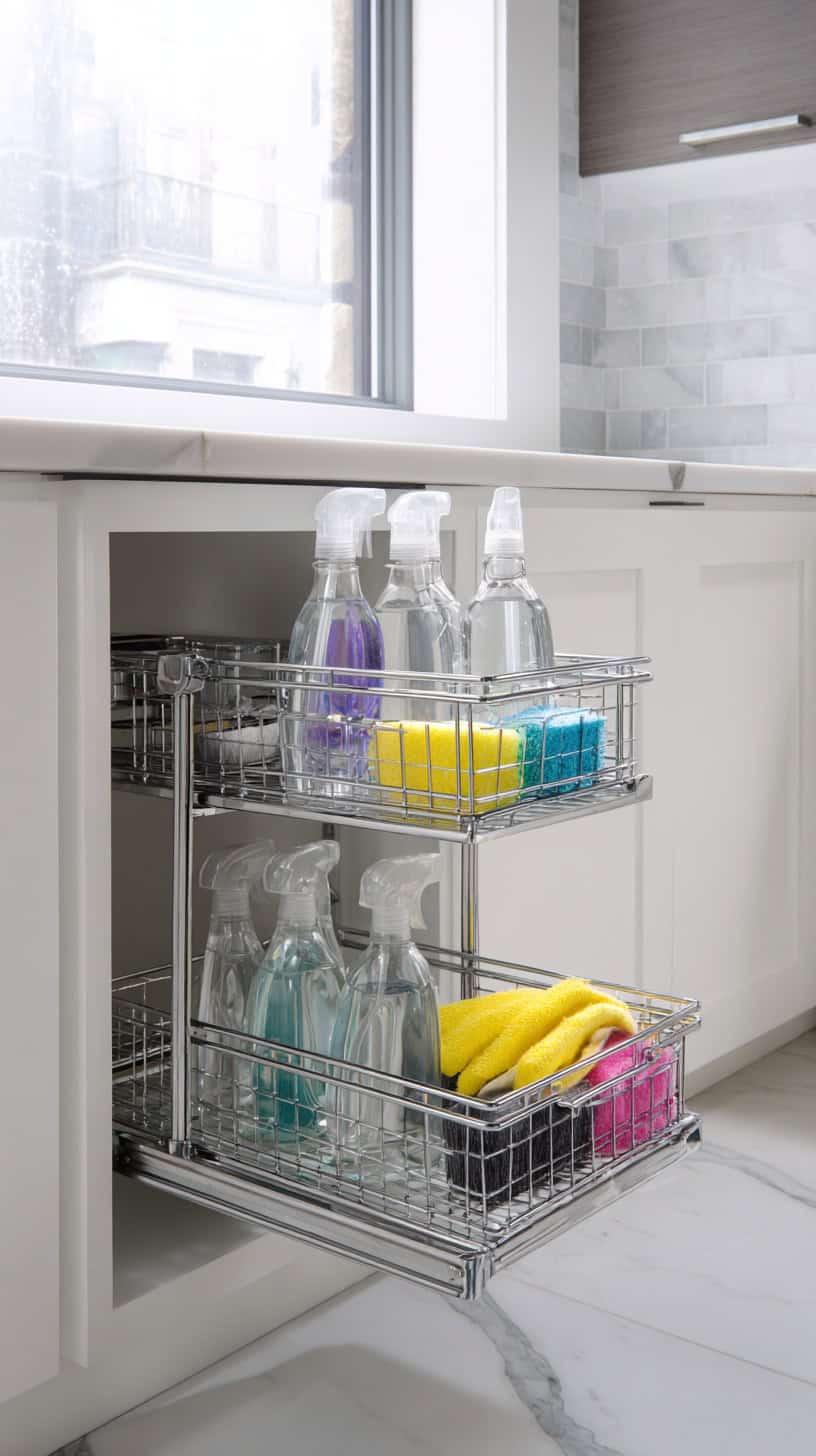 18 Under-Sink Storage Hacks for Busy Moms 78 2-Tier Sliding Rack