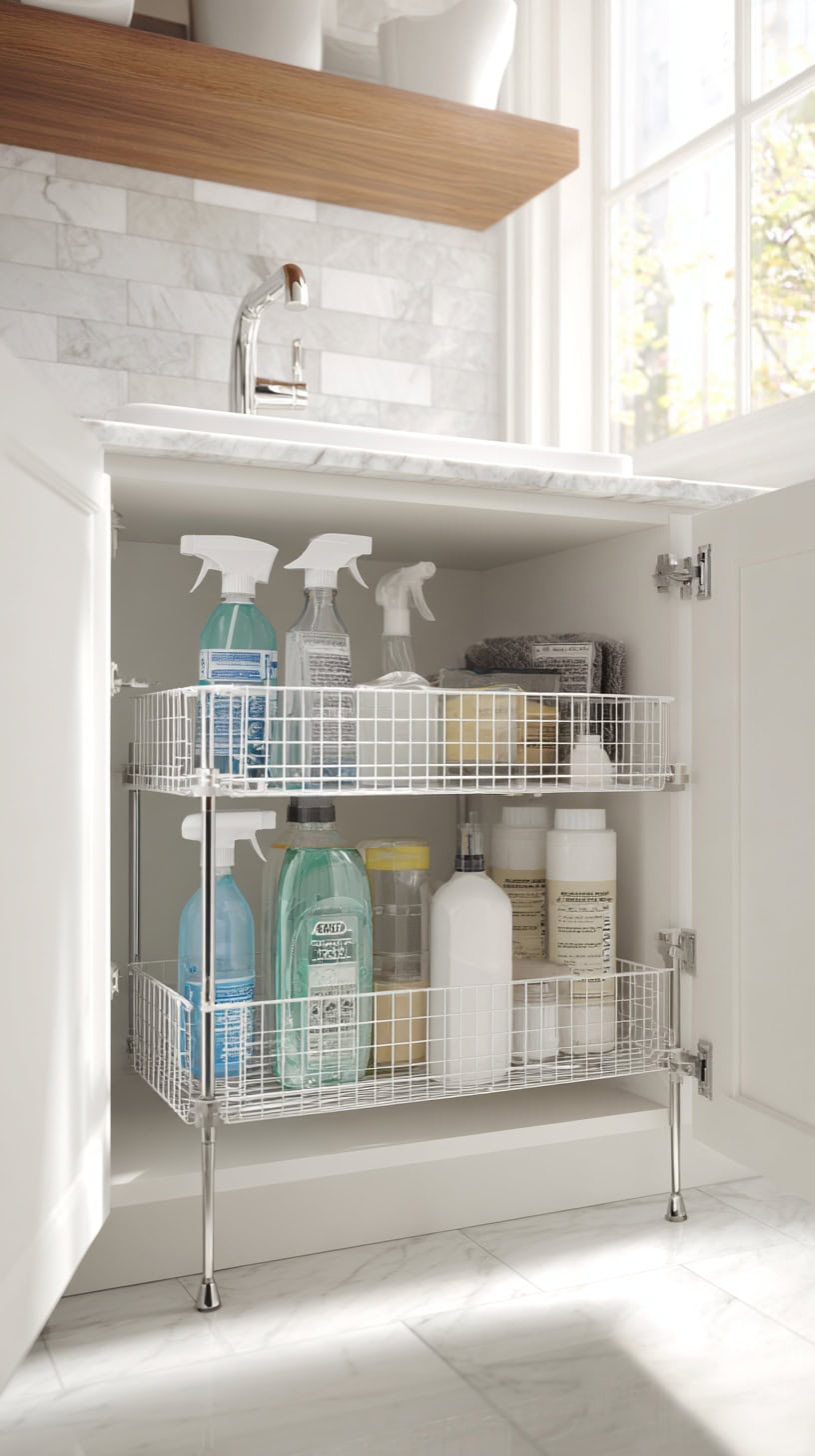 18 Under-Sink Storage Hacks for Busy Moms 106 Adjustable Wire Shelves