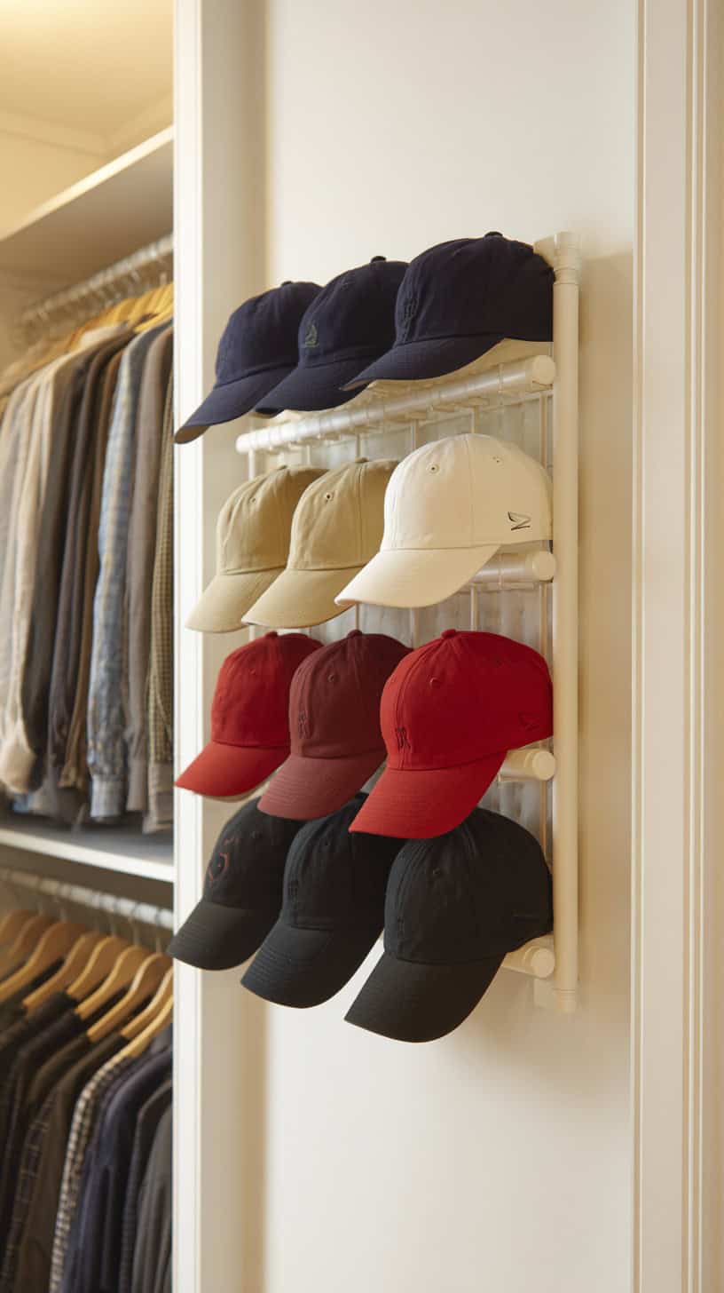 20 Small Closet Organization Ideas to Maximize Space 118 Baseball Cap Rack Display