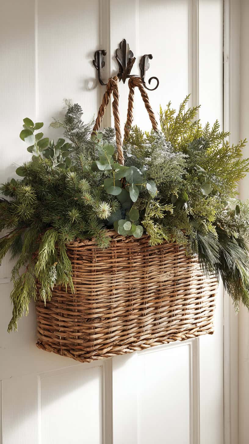 20 Winter Wreath Ideas That Aren't Christmas Themed 120 Basket with Winter Greenery