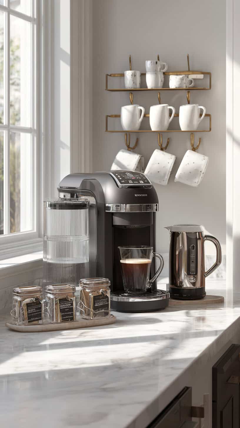 18 DIY Coffee Bar Ideas for Small Kitchens 76 Beverage Center Combo Station