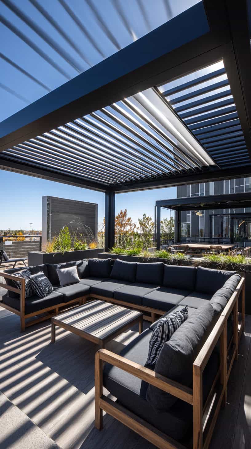 20 Patio Furniture Layouts to Start Planning for Spring 116 Bioclimatic Pergola Lounge