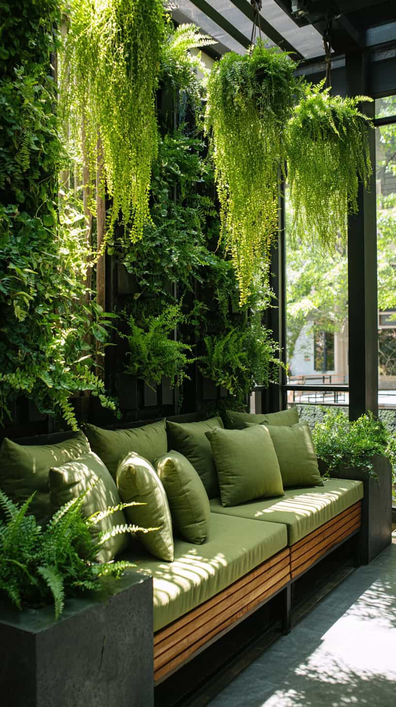 20 Patio Furniture Layouts to Start Planning for Spring 112 Biophilic Vertical Garden Seats
