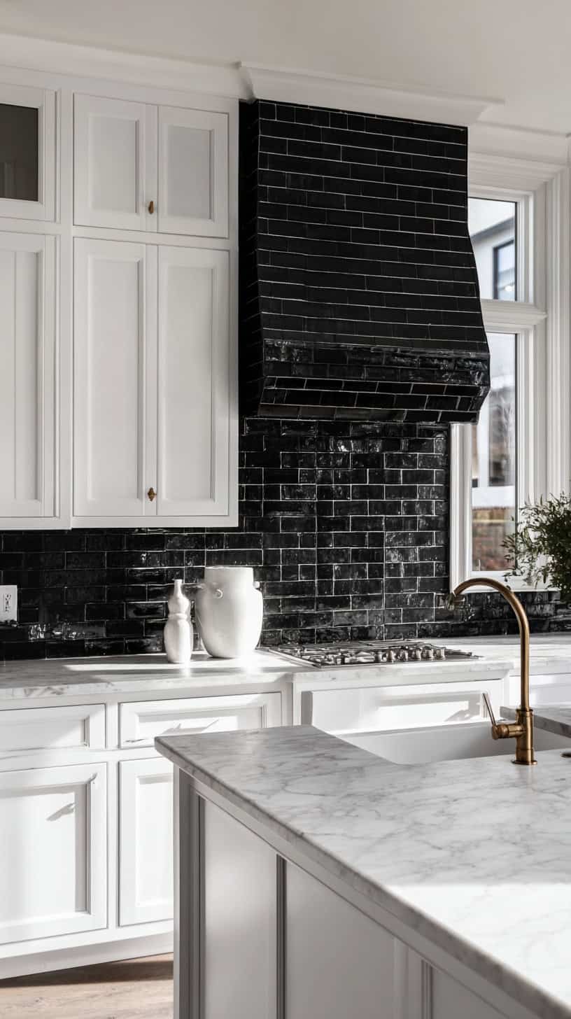 20 Farmhouse Kitchen Decor Ideas to Refresh Your Home 105 Black Subway Tile Backsplash