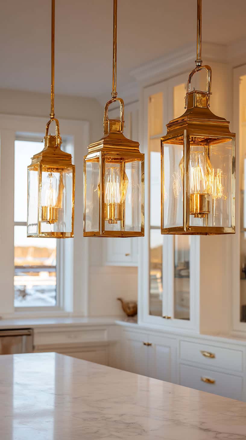 20 Farmhouse Kitchen Decor Ideas to Refresh Your Home 84 Brass Lantern Pendant Lights