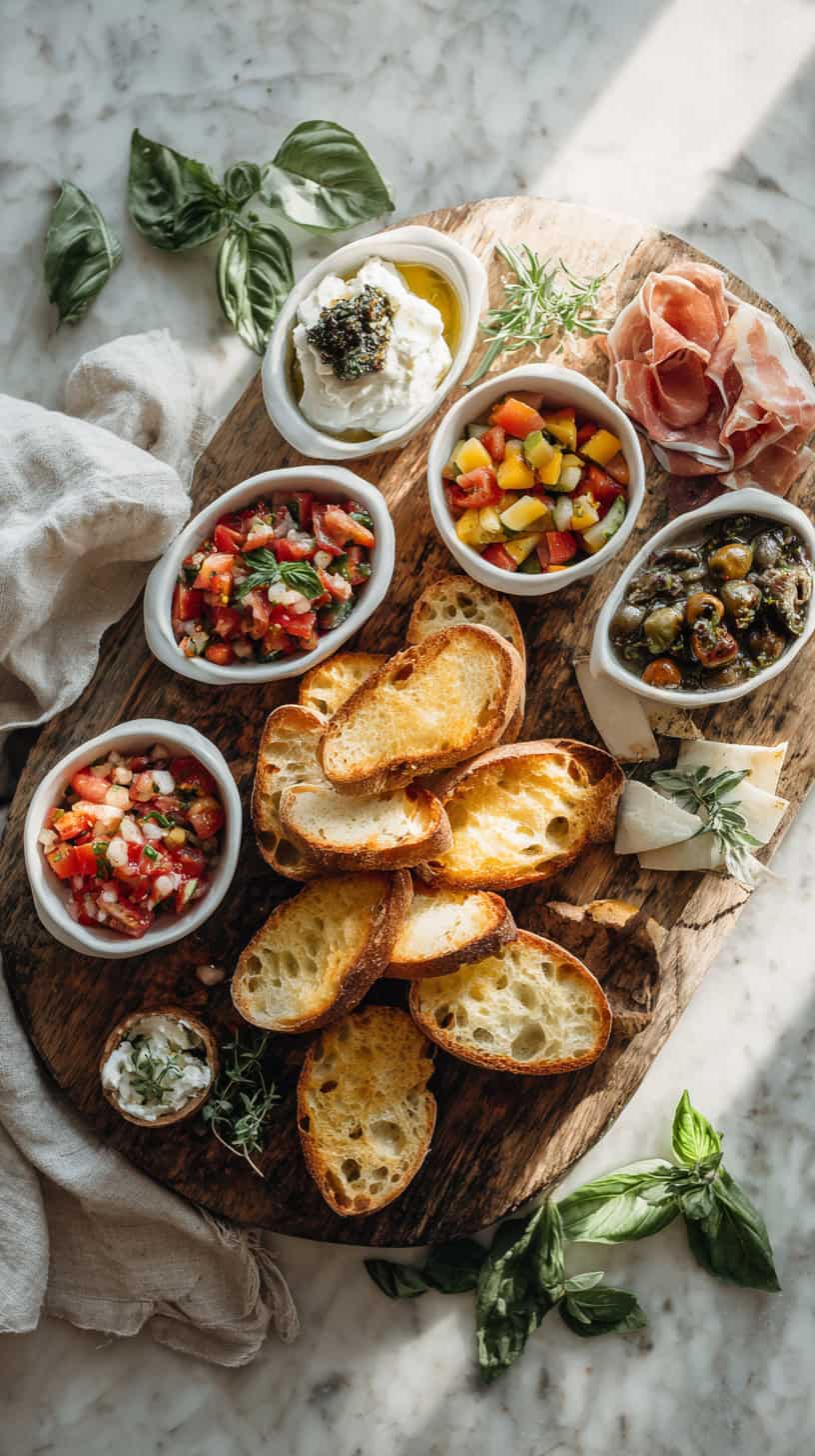 10 Easy Dinner Party Menus That Don't Stress You Out 25 Bruschetta Bar Spread