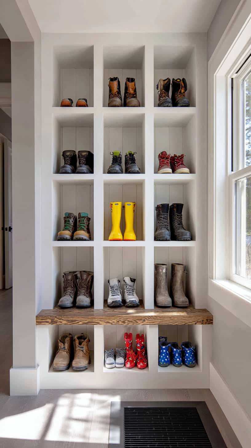 20 Mudroom Ideas to Organize Boots and Coats 82 Built-In Boot Cubbies