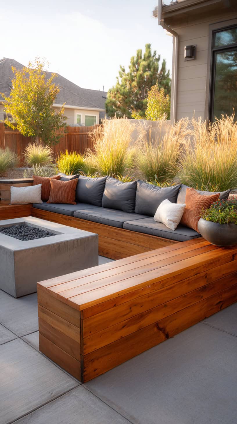 20 Patio Furniture Layouts to Start Planning for Spring 110 Built-In Patio Bench