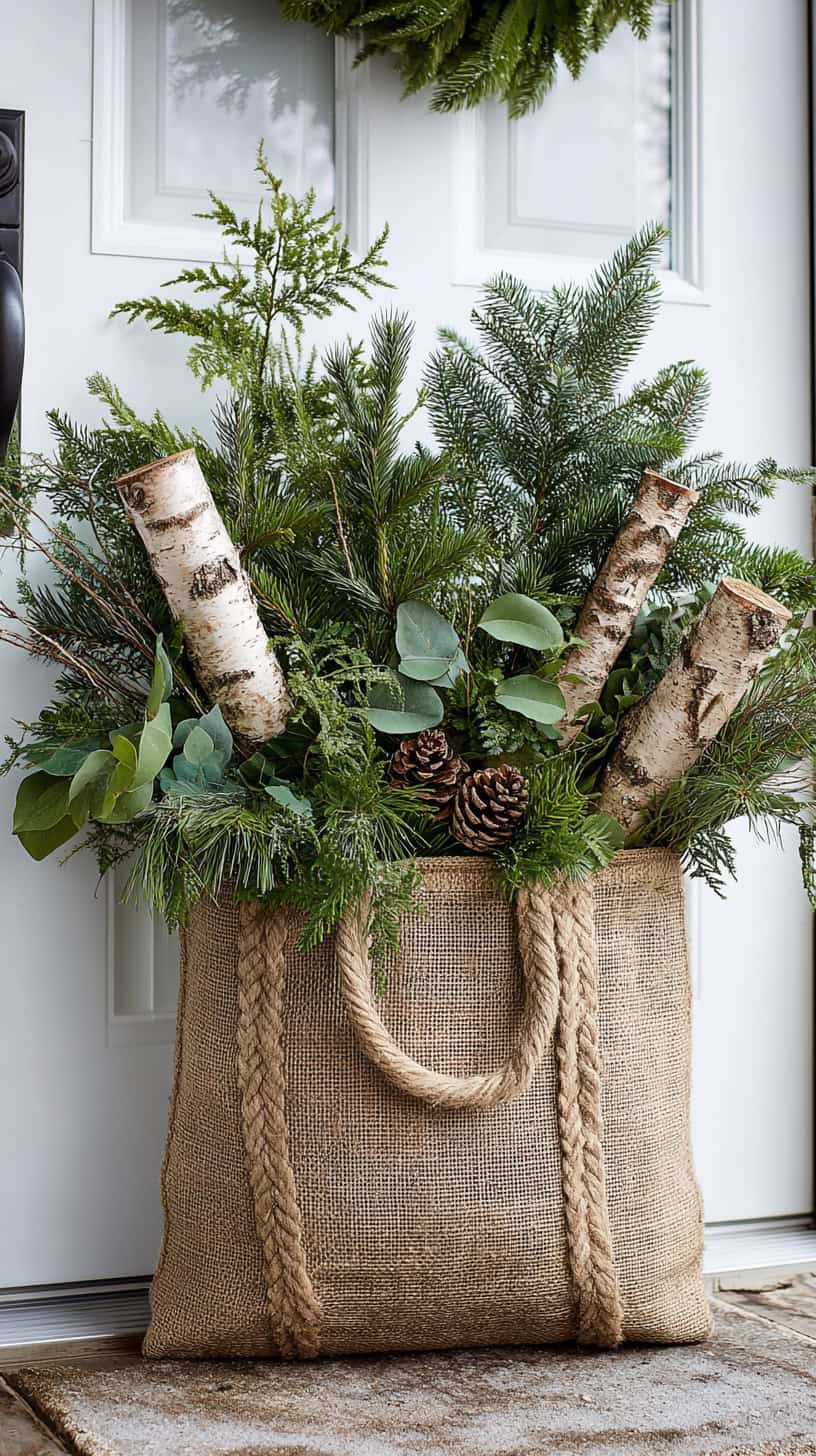 20 Winter Wreath Ideas That Aren't Christmas Themed 114 Burlap Bag Door Hanging