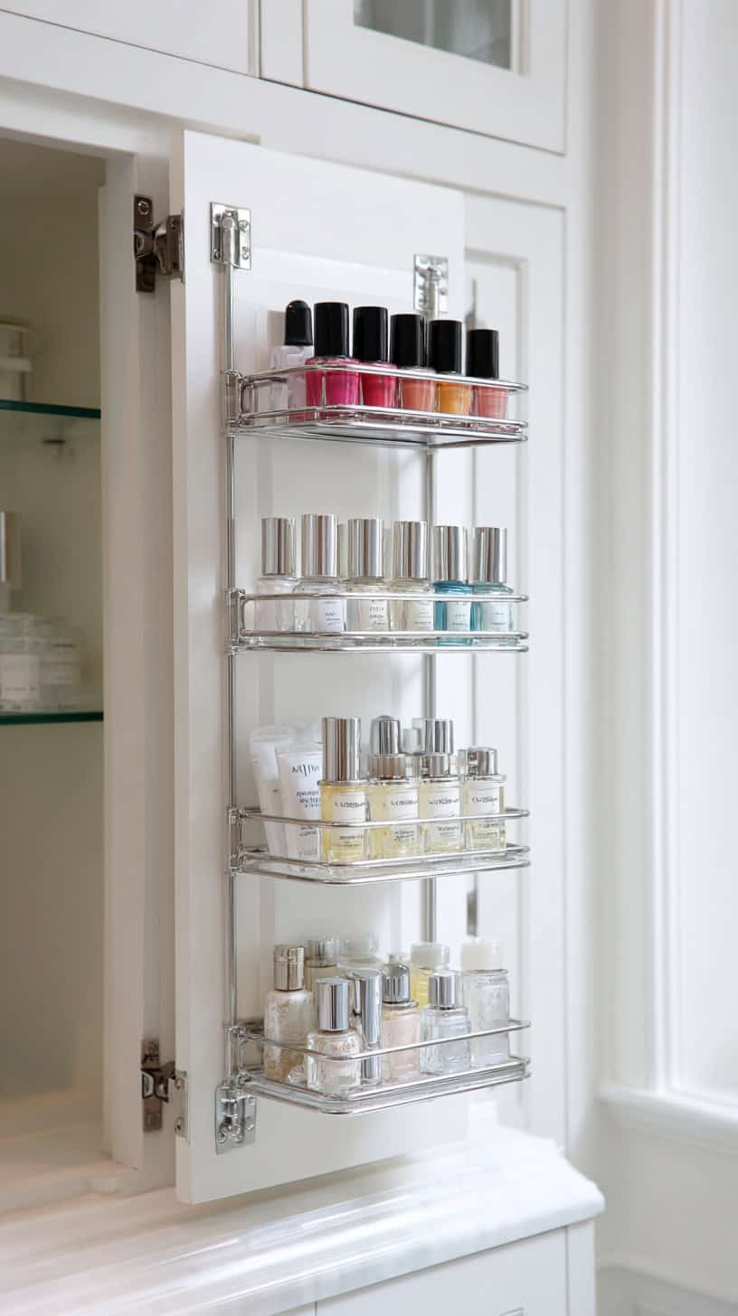 20 Bathroom Storage Solutions for Tiny Spaces 101 Cabinet Door Spice Racks