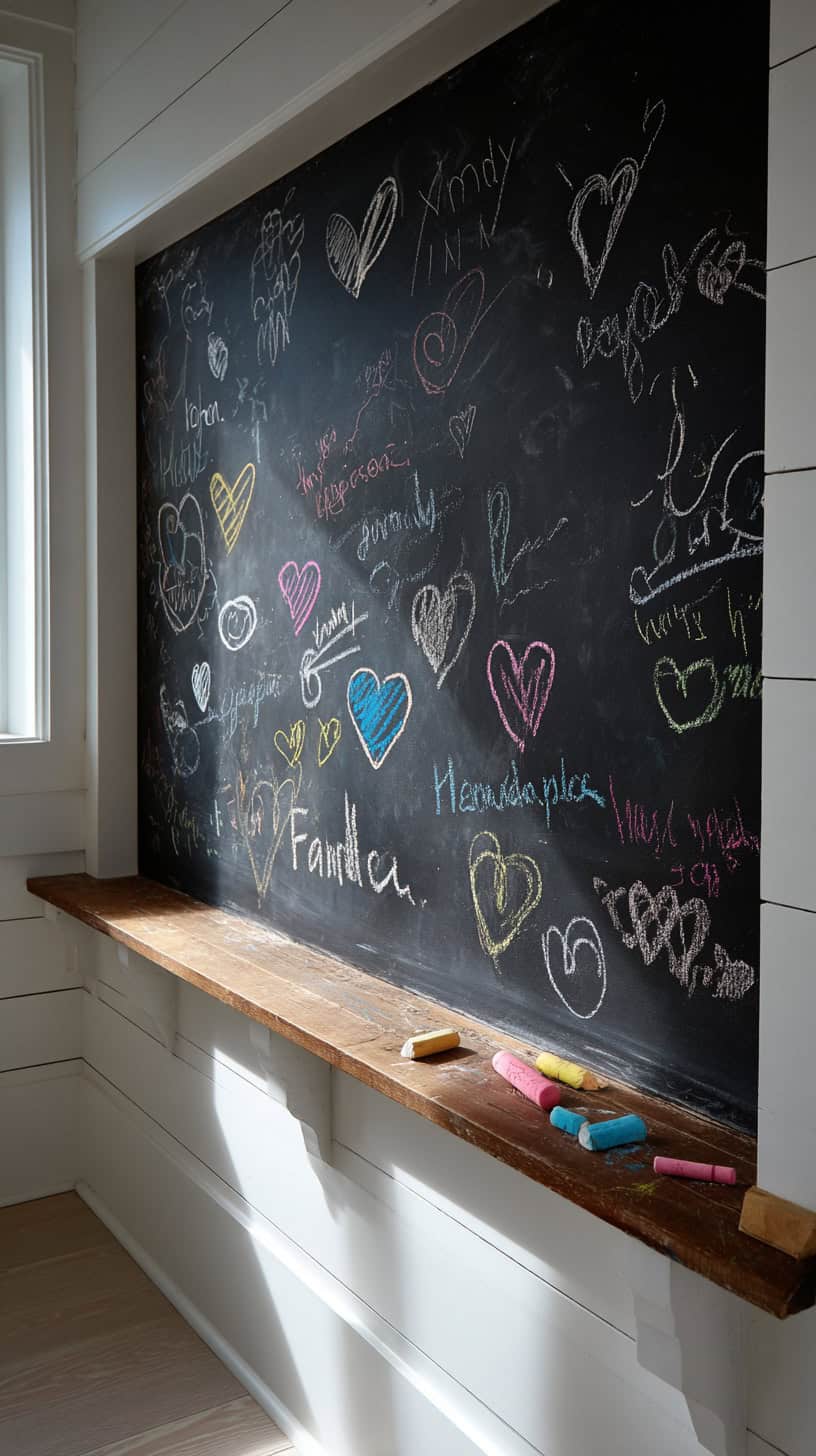 20 Mudroom Ideas to Organize Boots and Coats 110 Chalkboard Message Wall