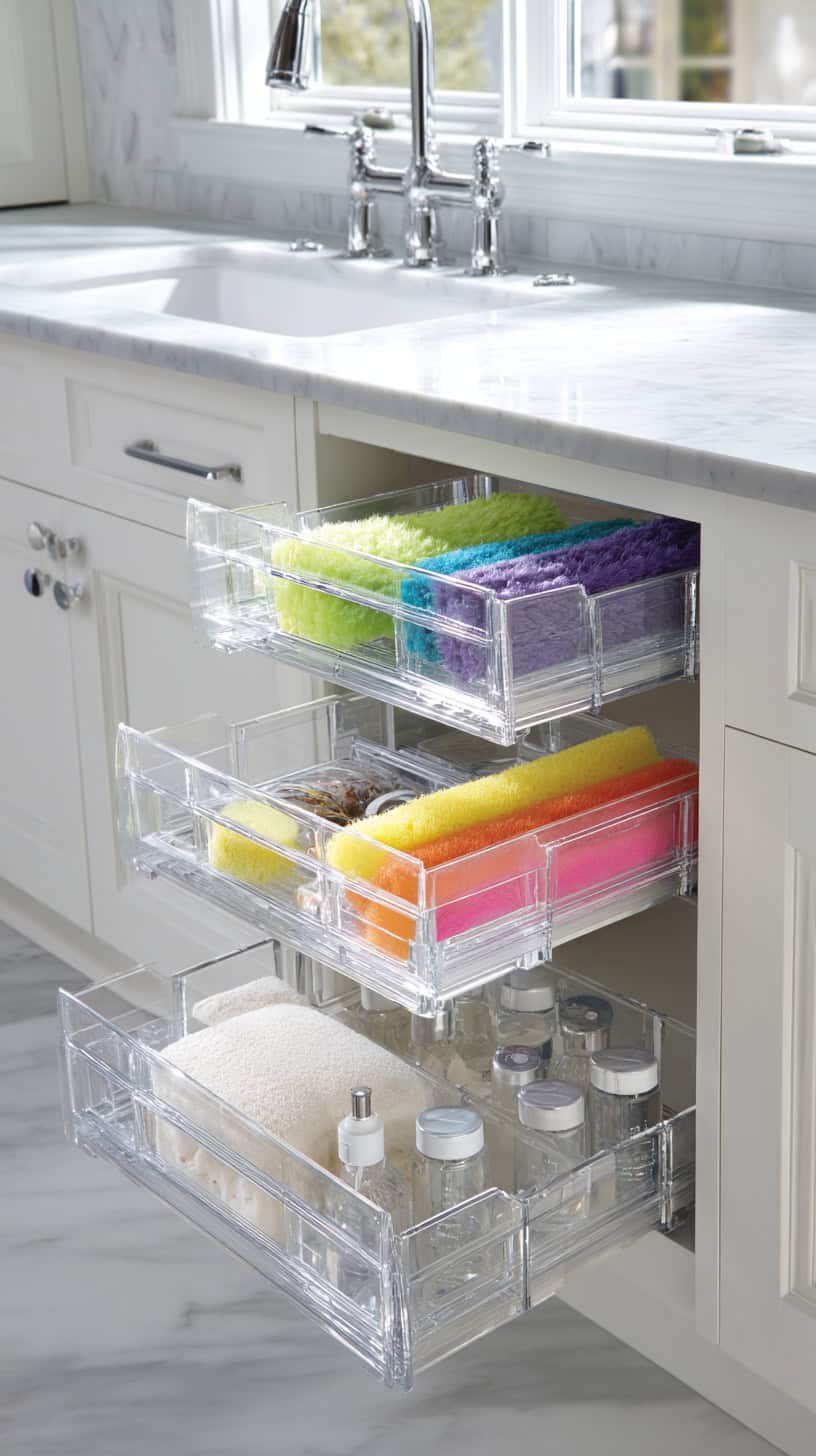 18 Under-Sink Storage Hacks for Busy Moms 86 Clear Plastic Drawers