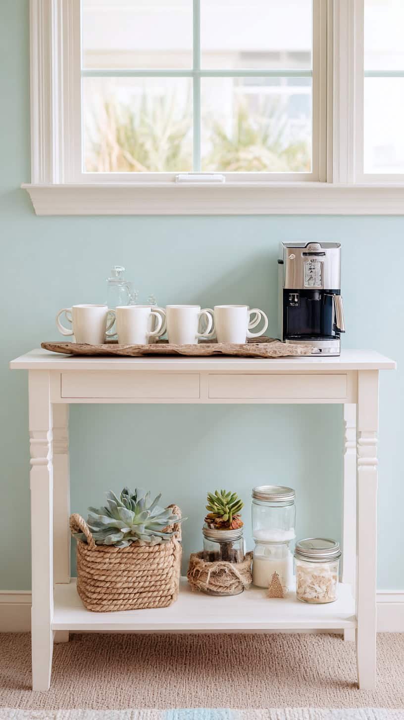 18 DIY Coffee Bar Ideas for Small Kitchens 80 Coastal Hallway Coffee Bar