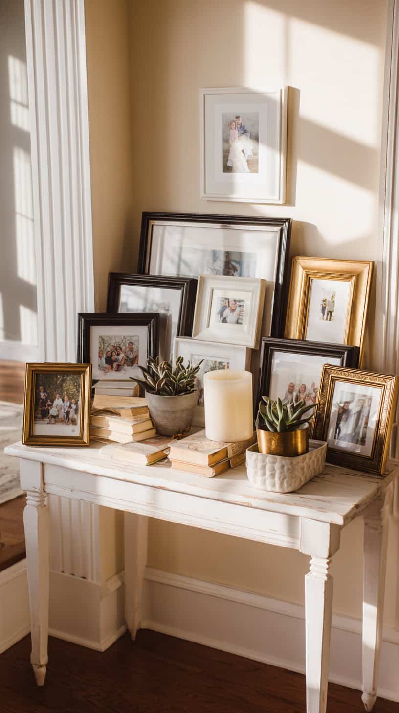 18 Creative Ways to Display Family Photos on Your Walls 80 Console Table Photo Frames