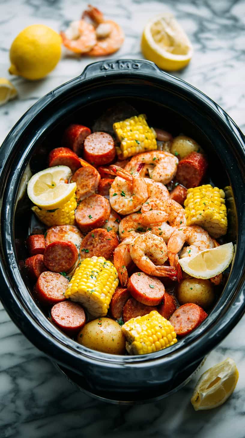 10 Easy Dinner Party Menus That Don't Stress You Out 29 Crockpot Shrimp Sausage Boil
