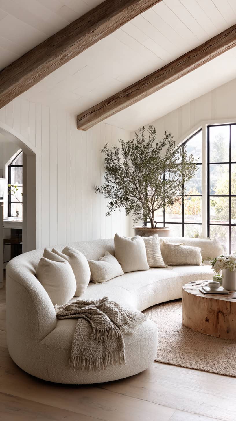 20 Modern Farmhouse Living Room Ideas to Copy Right Now 100 Curved Sculptural Sofa