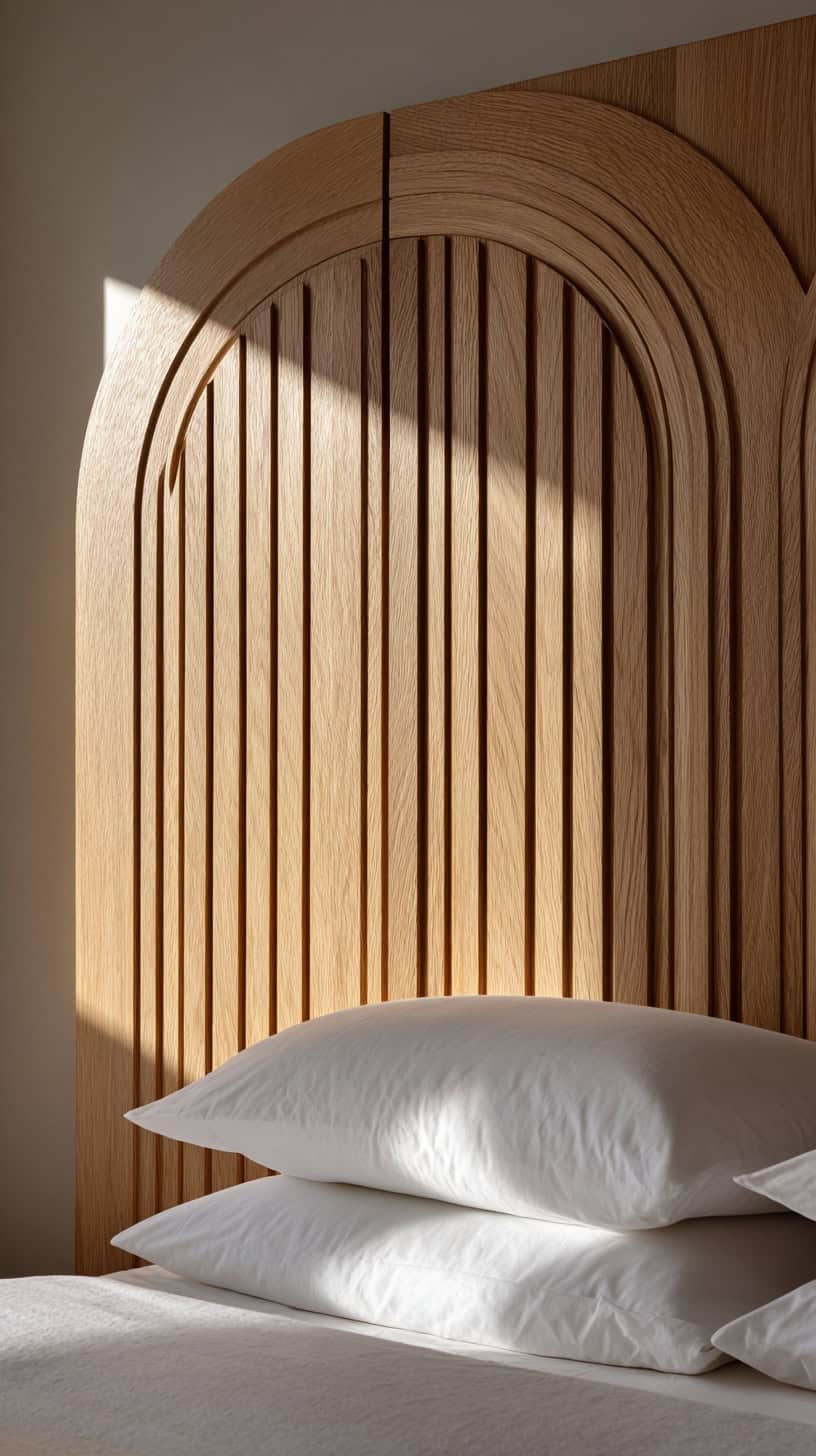 20 DIY Headboard Ideas to Upgrade Your Bedroom 114 Curved Vertical Groove Headboard