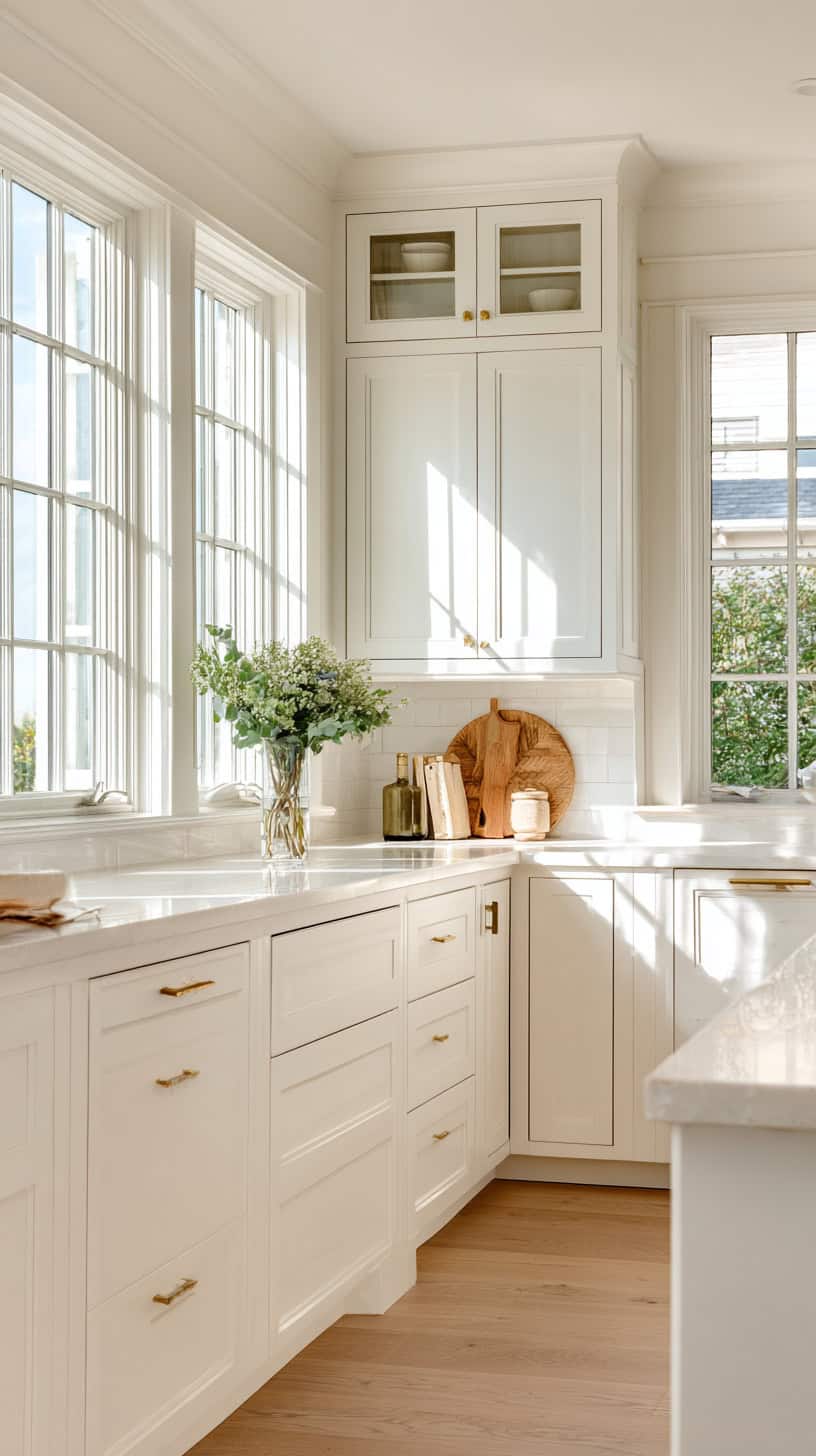 20 Timeless White Kitchen Ideas for Busy Moms 120 Egret White Soft Cabinets