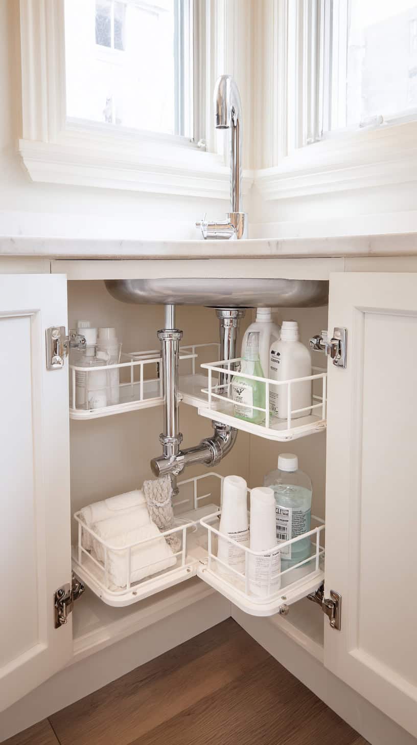18 Under-Sink Storage Hacks for Busy Moms 90 Expandable Pipe Organizers